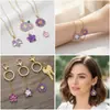 Pendente Gotas de Óleo Flor Roxa Sonhadora Margarida Tulipa Rosa Lírio Brincos Pulseira Acessórios de Joia DIY Atacado