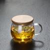 Taza de té de vidrio engrosado para el hogar, taza de té de flores, taza de té transparente con tapa, taza de agua, filtro, taza de vidrio resistente al calor para el hogar