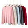 Moda otoño e invierno nueva para mujer 100% cachemira pura cálido y suave cuello redondo suéter de punto holgado agradable a la piel