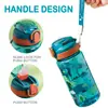 Taza de Agua Popular de Dibujos Animados Transfronteriza para Niños, Taza de Agua Escolar Linda y Atractiva, Taza Portátil con Tapa Pop-Up y Popote Dropshipping