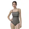 Bikini de baño retro a cuadros estilo francés Ins simple y moderno para chica coreana, cubre carne, conservador, ajustado, para mujer