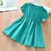 Vestido de Menina Fornecimento Barraca de Rua Verão 2025 Novo Saiote Bebê Cor Pura Vestido de Princesa Vestido Infantil de Manga Curta