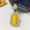 Colgante de Jade con Incrustaciones de Oro, Colgante de Prosperidad Ascendente de Oro Puro con Incrustaciones de Jade Hetian, Colgante de Bambú de la Paz, Venta al por Mayor de Colgantes de Jade Transmisión en Vivo