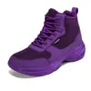 Tênis Esportivo de Cano Alto com Pelúcia de Inverno Feminino Solado Grosso Aumentador de Altura Casual Shoes Transfronteiriço Tamanho Grande 49 Quente Biqueira Larga Forma Larga
