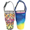 Taza de café de acero inoxidable con funda de neopreno con asa, funda de taza aislada impresa, funda protectora para taza de hielo, material de neopreno