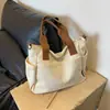 Bolsa de Hombro Lona Gruesa Estilo Japonés Múltiples Bolsillos para Viajes Cotidianos Estudiante Casual Computadora Simple Portátil Bandolera Mochila Escolar