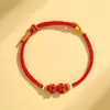 Pulseira Nó Flor de Pessegueiro Feita à Mão DIY Semiacabada Corda Vermelha para Miçangas, Acessórios Dourados, Pulseira, Festival do Barco-Dragão Corda de Cinco Cores