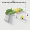 Área de Lazer e Descanso para Reuniões e Recepções de Escritório, Sofá e Mesa de Centro Irregulares Criativos Modernos Minimalistas em Madeira Maciça