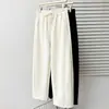 Pantalones largos casuales de otoño para mujer talla grande 100 kg, nuevos, sencillos, adelgazantes, cintura elástica, pierna recta, pierna curva 1071