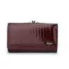 Billetera de Cuero Genuino Charol de Venta Caliente Transfronteriza Billetera Corta para Mujer Moderna de Color Sólido Tarjetero Multifuncional Billetera con 70% de Descuento para Mujer