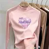 Ropa interior térmica de forro polar con cuello medio para niñas para otoño e invierno 2026, estilo nuevo para niños mayores, interior cepillado, top cálido de manga larga