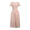 Nuevo vestido de verano para mujer, estilo francés, elegante, cuello redondo, entallado en la cintura, bordado floral tridimensional, línea A 21858