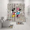 Venta caliente transfronteriza directo de fábrica Mickey estampado digital poliéster impermeable a prueba de moho cortina de ducha cortina de baño de cuatro piezas
