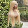 Peluca Frontal de Encaje 13X4 Rubio Mezclado Cabello Largo Liso Línea de Cabello Natural Fibra de Alta Temperatura Cabello Sintético Rubio Mezclado Cabello Largo Liso