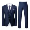 Transfronteiriço 2024 Novo Terno Coreano Slim Fit terno Masculino Cerimônia de Casamento Um Botão Terno de Negócios Calça Conjunto de Três Peças