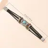 Pulsera de cuero turquesa de estilo étnico retro simple y única, unisex, joyería de moda transfronteriza europea y americana