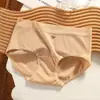 Ropa interior de seda de leche para mujer, lindo de cintura media, color liso, sin costuras, transpirable, antibacteriano, con fuelle extendido, bragas de triángulo para niña