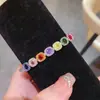 Pulsera Geométrica Cuadrada de Círculo Metálico de Circonita Brillante Europea y Americana Personalizada de Nicho Elegante Joyería de Mano de Alta Gama para Mujeres