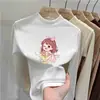 Ropa interior térmica para niñas: Colección Otoño/Invierno 2026, cuello semi-alto, camiseta de manga larga cepillada, top térmico de forro polar para niños