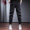 Calças de veludo cotelê de outono e inverno, forradas de lã, calças casuais masculinas grossas, pretas, largas e da moda, calças cônicas plus size