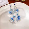 Pendientes de Borla con Hojas de Zircón y Gotas de Agua Aguja Plateada Lujo Ligero Aretes Avanzados Diseño Fresco Dulce Pendientes de Nicho
