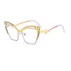 Nuevo Metal Cat-Eye Colorido Transfronterizo Anti-Luz Azul Espejo Plano Fotografía Callejera Europea y Americana Gafas Sencillas de Alta Gama 66055