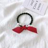 Ins ~ viento pequeño fragante niña dulce hada Perla lazo cinta anillo para el cabello temperamento cuerda para el cabello retro elegante cuerda para la cabeza