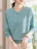 Novo suéter de outono para mãe, blusa básica feminina de cor sólida, top de malha estiloso para outono e inverno, plus size, para mulheres de meia-idade e idosas