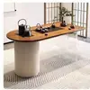 Mesa de Té de Madera Maciza Estilo Crema Moderna Simple Acrílico Hogar 2025 Nuevo Tronco Balcón Nueva Mesa de Té China