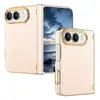 Adecuado para funda de teléfono Apple Duo, cuero con patrón de rejilla electrochapado con bisagra de resorte, funda protectora para pantalla plegable iPhone Duo