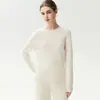Suéter base de punto sin costuras de cachemira 100% engrosado para otoño e invierno con cuello redondo, suéter de cachemira de nuevo estilo para mujer