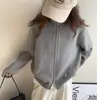 Chamarra Suéter de Color Sólido con Doble Cremallera para Mujer, Nuevo Estilo Coreano Otoño e Invierno Estilo Casual Perezoso Suave y Holgado Cardigan de Punto