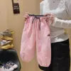 Pantalones Deportivos Infantiles Primavera 2026 Bordados para Niños y Niñas Pantalones Largos Casuales Estilo Coreano Letra Algodón con Puños Pantalones de Chándal