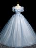 Novo Vestido de Noite Azul Francês para Exame de Arte Vocal Feminina Performance em Estilo Estrangeiro Vestido Pomposo Vestido Super Fada para Banquete e Apresentação