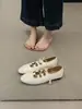 Sapatos de Couro Vazados com Franjas Vintage para Mulheres 2026, Baixos com Cadarço Estilo Britânico Salto Baixo Mary Jane Bico Redondo Sapatos Baixos