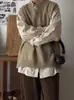 Chaleco suéter de punto casual de cuello en V, ajuste holgado, estilo japonés para otoño e invierno, color sólido retro, unisex, adecuado para parejas, tanto para hombres como para mujeres