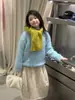 Roupa Infantil Flor e Xun Suéter para Meninas 2025 Inverno Novo Estilo Coreano Suéter Pulôver Engrossado Sensação Relaxada Aquecimento Infantil
