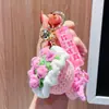 Llavero de Flor de Peluche Tejida a Crochet, Regalo para el Día de la Mujer, Pequeño Regalo para el Día de San Valentín, Colgante, Adorno para Bolso