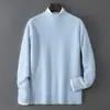 Suéter Baicai Rong Otoño/Invierno Nuevo 100% Lana Pura Engrosado Cuello Medio Alto Punto Grueso Ropa de Punto Simple de Negocios