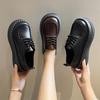 Mocasines de suela gruesa para mujer, plataforma versátil, punta grande, de cuero británico, con aumento de altura, otoño e invierno de 2024