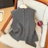 Novo suéter de lã 100% espesso para outono e inverno para mulheres, cardigã colete de gola alta, solto, casual, versátil, adequado para usar em camadas, disponível para atacado