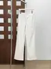 Pantalones Casuales Texturizados Blancos Americanos de Du Cintura en Forma de V Pantalones Escalp para Mujer Otoño Nuevo Diseño Recto de Cintura Alta