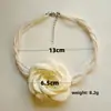 Collar Hecho a Mano de Flor de Rosa Negra Perla para Mujer, Collar de Lujo Ligero de Gama Alta, Gargantilla Cadena para Clavícula Collar Correa para el Cuello