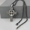 Colar Pingente Masculino Estiloso Retrô Europeu e Americano Padrão Viking Celta Cruz de Aço Titânio Joia