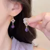Aretes Franceses Huecos de Gota de Agua con Pedrería y Borla de Perla para Mujer, Pendientes de Botón de Lujo Ligero de Gama Alta, Adornos de Oreja de Mariposa con Gota de Aceite