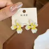 Brincos de Flor de Cristal com Cor Degradê Fresca, Novo Design de Nicho Popular e Moderno com um Toque de Luxo para Mulheres
