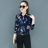 Primavera nova chegada camisa estampada mulheres de manga comprida estilo coreano slim-fit moda chiffon camisa camisa base feminina