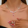 ¡Precio especial! Moderna Joyería Nueva Europea y Americana al Mayoreo Set de Collar y Aretes de Gema de Cristal de Alta Gama con Forma de Gota de Agua
