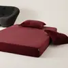 Falda de Cama Gruesa de Leche Polar Invierno Funda de Almohada Estilo Nuevo Protector de Colchón con Felpa Extra Juego de Cama de Franela Individual Doble para Dormitorio