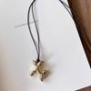 Collar con colgante de perro Bleo de cuerda negra para mujer, cadena de lana con diseño de nicho de alta calidad, personalidad única, accesorios de hip hop para parejas.